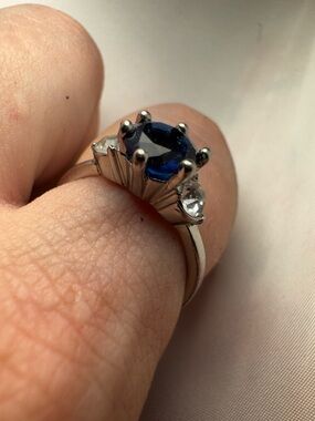Solid sterling genuine sapphire/topaz ring